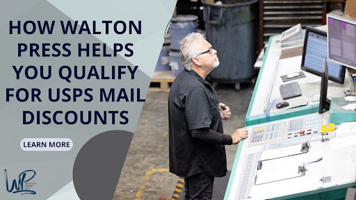 A person printing on the right and the blog title with a Learn More button.